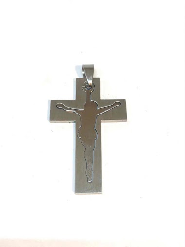 Grossiste Z. Emilie - Pendentif acier croix avec Jésus Christ