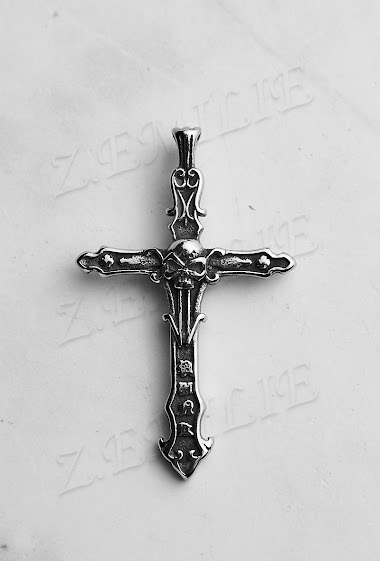 Großhändler Z. Emilie - Skull cross steel pendant