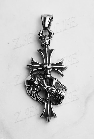 Wholesaler Z. Emilie - Skull cross steel pendant