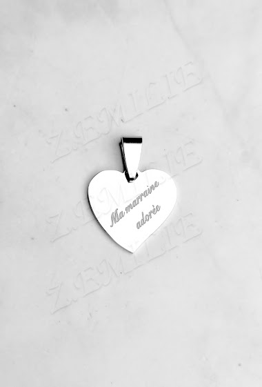 Wholesaler Z. Emilie - "ma marraine adorée" messagae steel pendant
