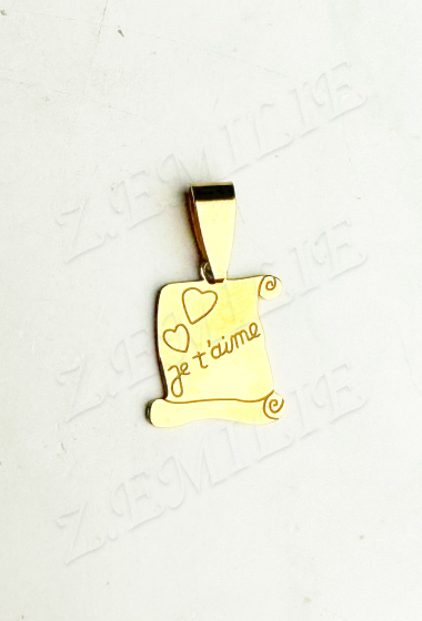 Wholesaler Z. Emilie - Parchment steel pendant "I love you"