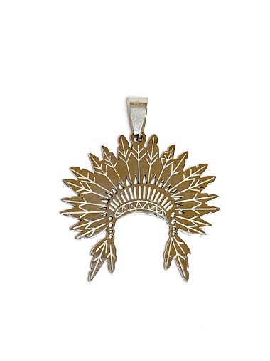 Wholesaler Z. Emilie - Indian feather steel pendant