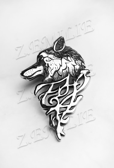 Wholesaler Z. Emilie - Wolf head steel pendant