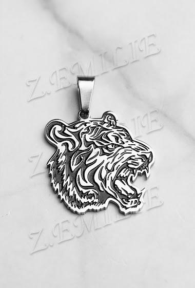 Wholesaler Z. Emilie - Tiger head steel pendant