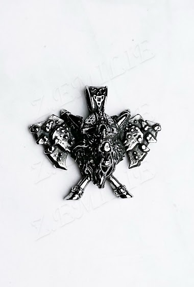 Großhändler Z. Emilie - Wolf head viking steel pendant
