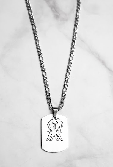 Großhändler Z. Emilie - Zodiac gemini steel necklace