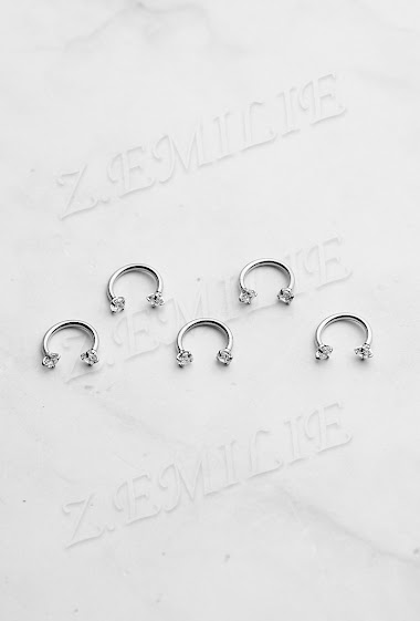 Grossiste Z. Emilie - Piercing anneau universel fer à cheval zirconium 1.2x8mm