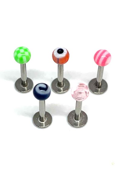 Großhändler Z. Emilie - Acrylic ball labret piercing 1.2x8mm