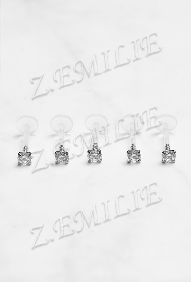 Grossiste Z. Emilie - Piercing labret zirconium rond1.2x10mm