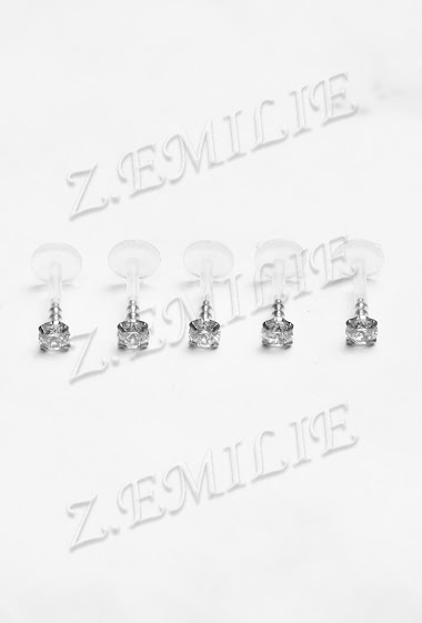 Grossiste Z. Emilie - Piercing labret zirconium rond1.2x8mm