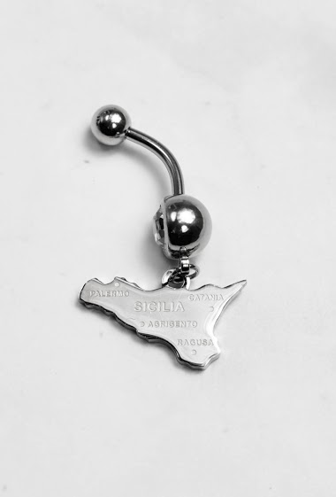 Mayorista Z. Emilie - Map Sicily steel belly button piercing