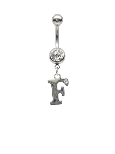 Wholesaler Z. Emilie - Initial F with strass belly button piercing