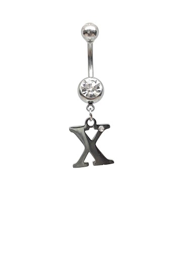 Wholesaler Z. Emilie - Initial X with strass belly button piercing