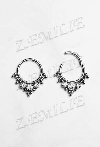 Wholesaler Z. Emilie - Universal hinged zirconium ring piercing 1.2x10mm