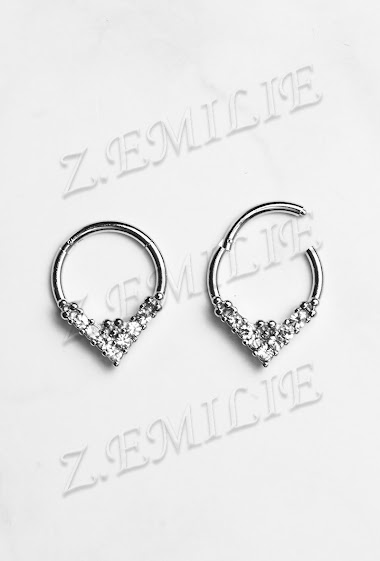 Wholesaler Z. Emilie - Universal hinged zirconium ring piercing 1.2x10mm