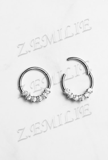 Mayorista Z. Emilie - Universal hinged zirconium ring piercing 1.2x10mm