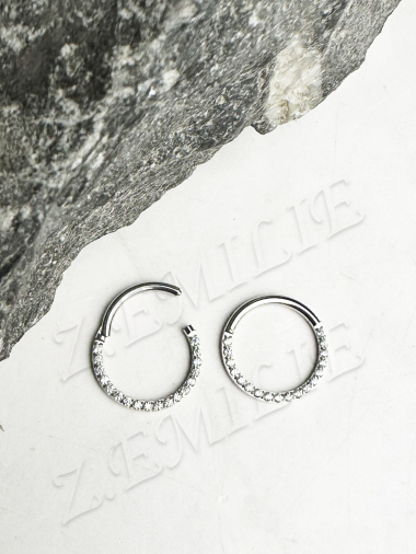 Wholesaler Z. Emilie - Universal piercing with zirconium hinge 1.2x10mm