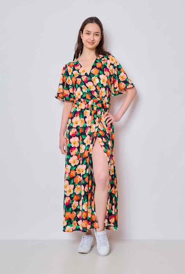 Wholesaler Z-One - Flower printed wrap dress