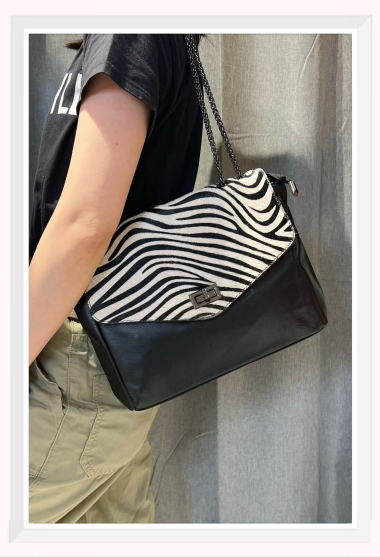 Wholesaler Z & Z - Zebra leopard animal print leather shoulder bag