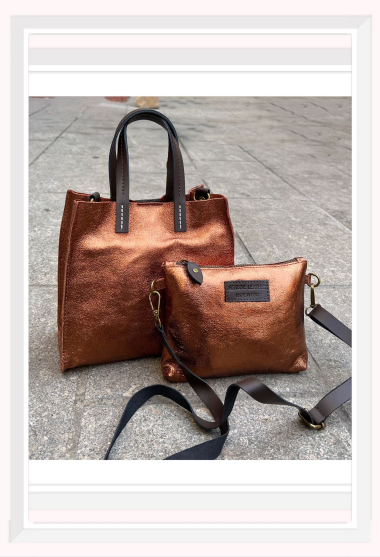 Großhändler Z & Z - Bag-in-Bag-Handtasche aus schillerndem Leder