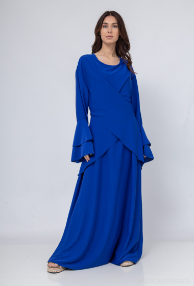 Großhändler ZABULON 3 - Abaya-Kleid mit gefütterten Ärmeln und einer Schleife hinten