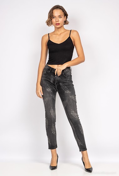 Wholesaler Zac & Zoé - Jeans with print feather