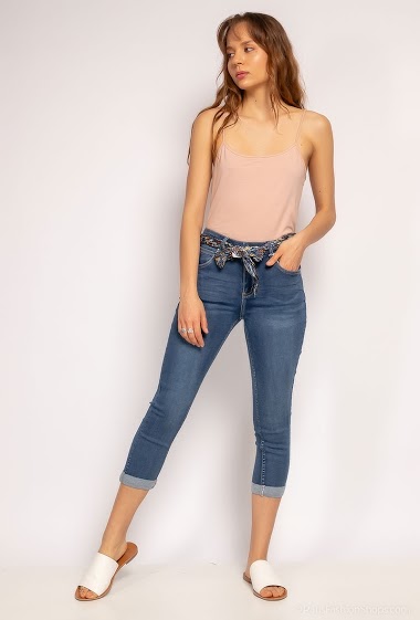 Wholesalers Zac & Zoé - Crop jeans with printed belt