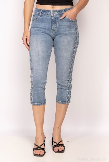 Wholesaler Zac & Zoé - Embroidered denim cropped pants