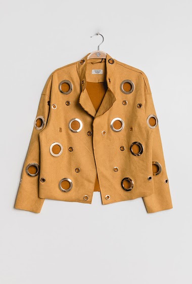 Suede jacket with eyelets