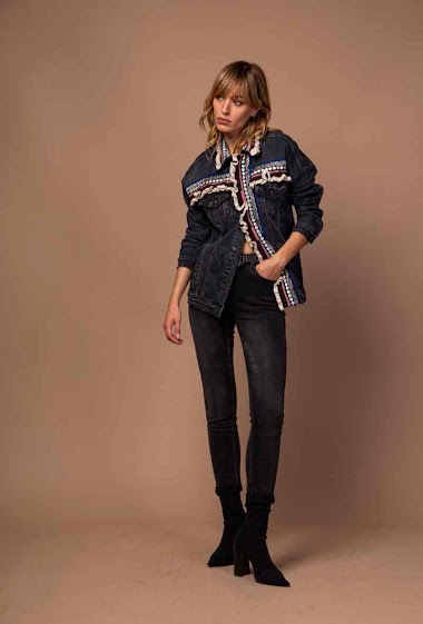 Wholesaler Zac & Zoé - Jacket jean with embrodery fit oversize