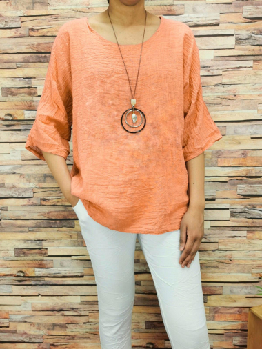 Wholesaler Zafa - Cotton blouse with collar.