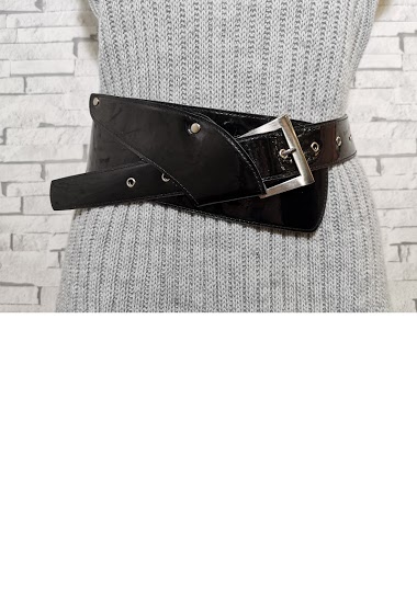 Wide belt, faux leather effect