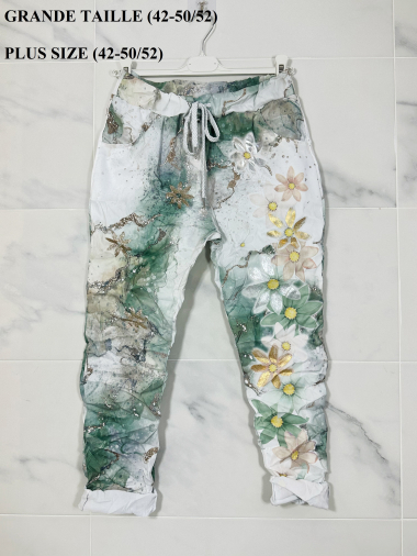 Wholesaler Zafa - PLUS SIZE Printed crinkled jogger pants