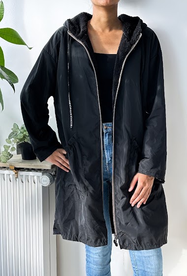 Wholesaler Zafa - Zipped raincoat with hood, interior fur lining