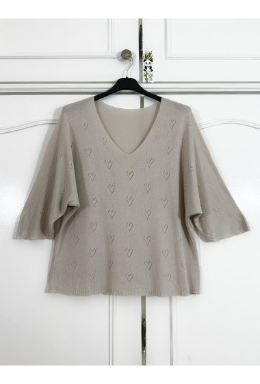 Wholesaler Zafa - Fine-knit sweater with heart-shaped openwork