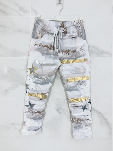 Wholesaler Zafa - RAINBOW print crinkled jogger pants
