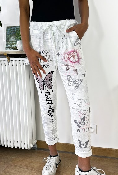 Panta-jogg crumpled print with pocket on the sides