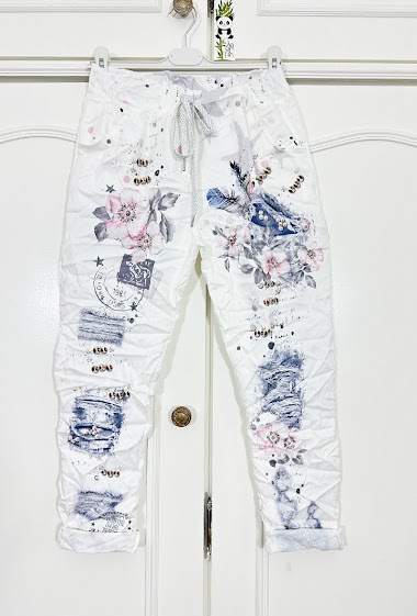 Panta-jogg crumpled print with pocket on the sides