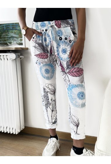 Grossistes Zafa - Panta-jogg froissée à imprimé avec poche sur les côtés.