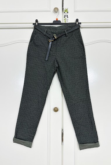 Wholesaler Zafa - Petal print chino pants with pocket and belt.