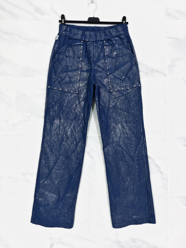 Wholesaler Zafa - Straight pants with elastic waist, sequined