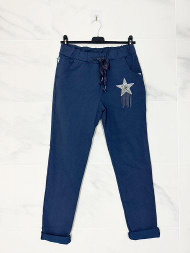 Grossiste Zafa - Pantalon uni, avec poche sur les côtés et patch étoile