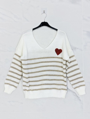 Wholesaler Zafa - V-neck sailor sweater with heart