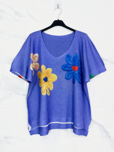 Wholesaler Zafa - Mesh effect T-Shirt, with V-neck