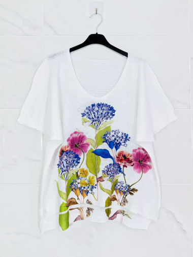 Wholesaler Zafa - Mesh effect T-Shirt, with V-neck