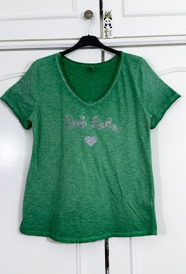 Grossistes Zafa - T-shirt en coton avec inscription ohlala