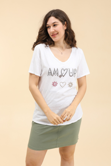 Wholesaler Zafa - Cotton T-shirt with lettering