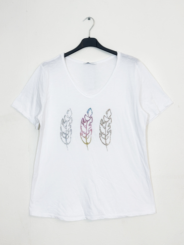 Großhändler Zafa - Baumwoll-T-Shirt mit Schriftzug