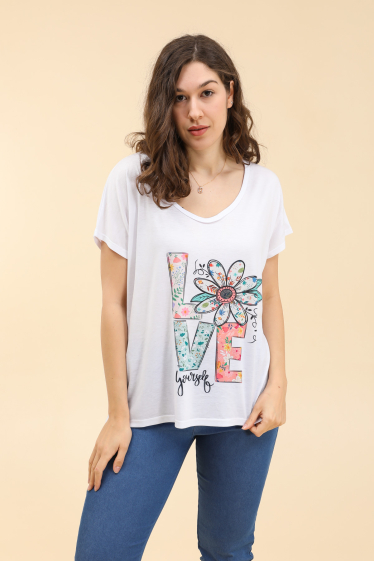 Großhändler Zafa - T-Shirt aus Polyester mit V-Ausschnitt