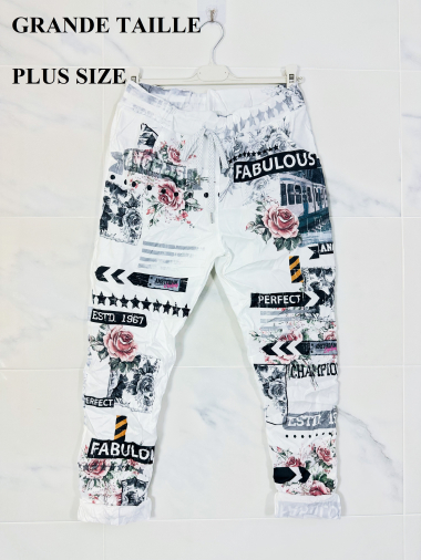 Wholesaler Zafa - LARGE SIZE VERSION Crinkled printed jogger pants